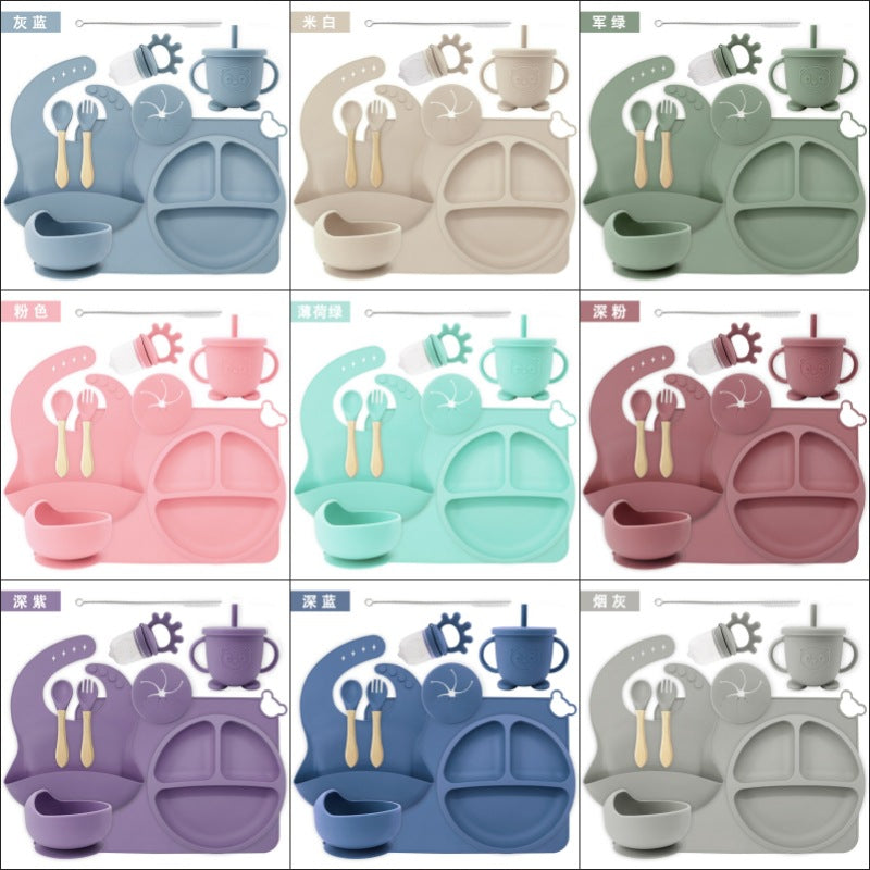 Shenzhen silicone baby tableware feeding suit complementary food plate placemat bib snail bowl maternal and child supplies cross-border - image 3