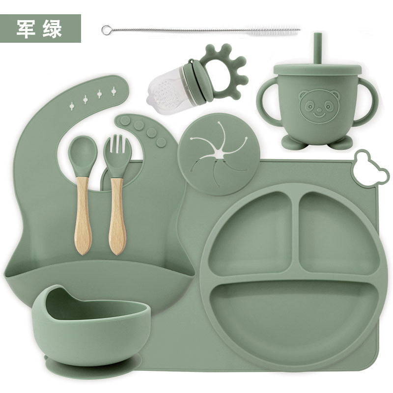 Shenzhen silicone baby tableware feeding suit complementary food plate placemat bib snail bowl maternal and child supplies cross-border - image 4