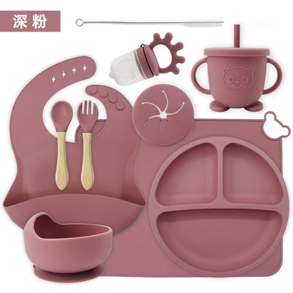 Shenzhen silicone baby tableware feeding suit complementary food plate placemat bib snail bowl maternal and child supplies cross-border - image 5