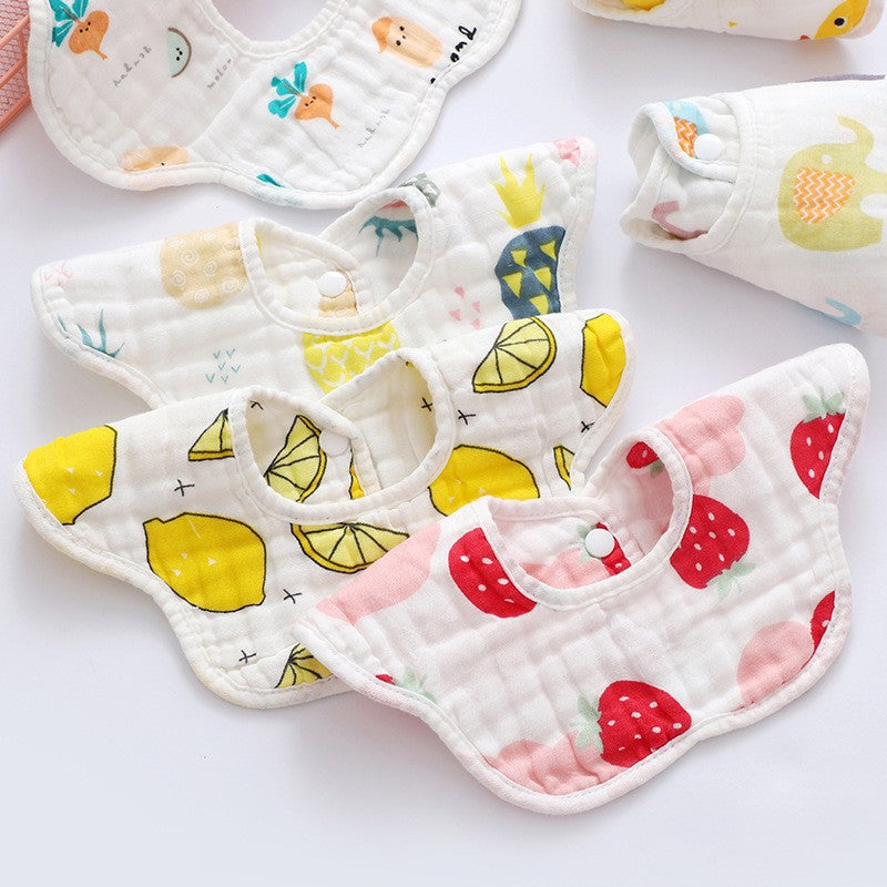 Saliva Pure Cotton Baby Bib 360 Degree Six Layers Newborn Baby Gauze Petal Bib Manufacturer Wholesale - image 2