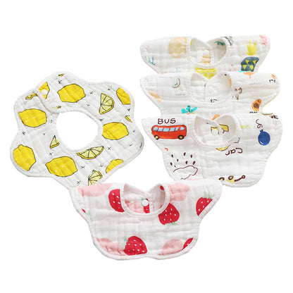 Saliva Pure Cotton Baby Bib 360 Degree Six Layers Newborn Baby Gauze Petal Bib Manufacturer Wholesale - image 5