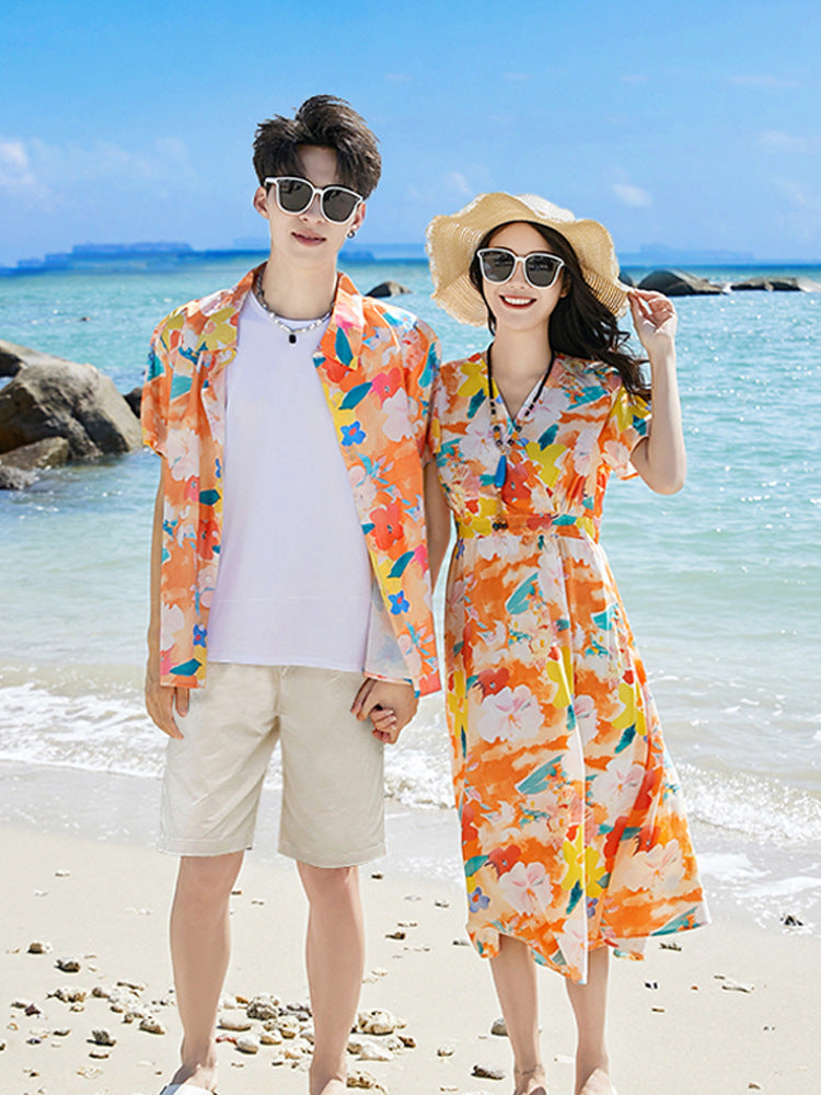 Online celebrity parent-child wear summer wear a family of three and four bohemian mother and daughter dress travel vacation beach suit - image 3