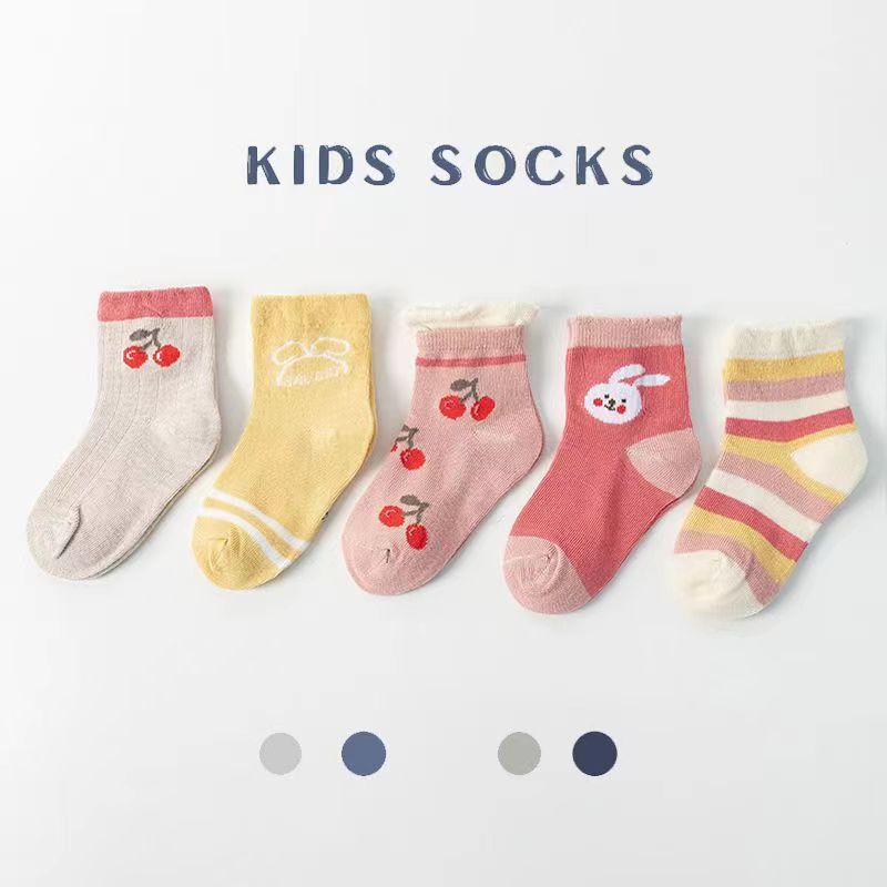 5 Pairs (Set) Baby Socks Four Seasons Cartoon Cute Fruit Animal Baby Children's Socks - image 2
