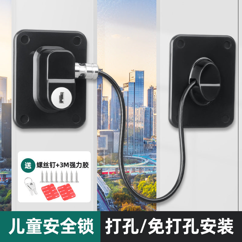 Window buckle lock catch limiter sliding door lock anti-theft child door and window safety lock non-punching outside window opening - image 1