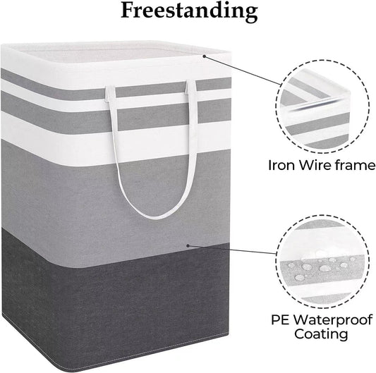 Cross-border Amazon folding moisture-proof striped laundry basket home laundry basket storage basket clothing toy storage basket - image 1