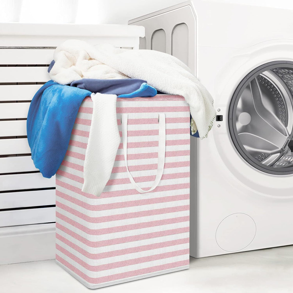 Cross-border Amazon folding moisture-proof striped laundry basket home laundry basket storage basket clothing toy storage basket - image 3