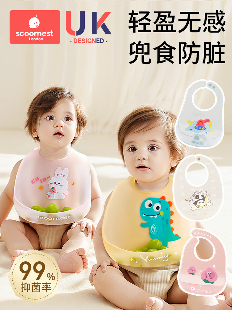 Keyao Baby Dinner Bib Waterproof Silicone Food Supplementary Food Super Soft Baby Portable Children's Bib Anti-dirty Artifact - image 1