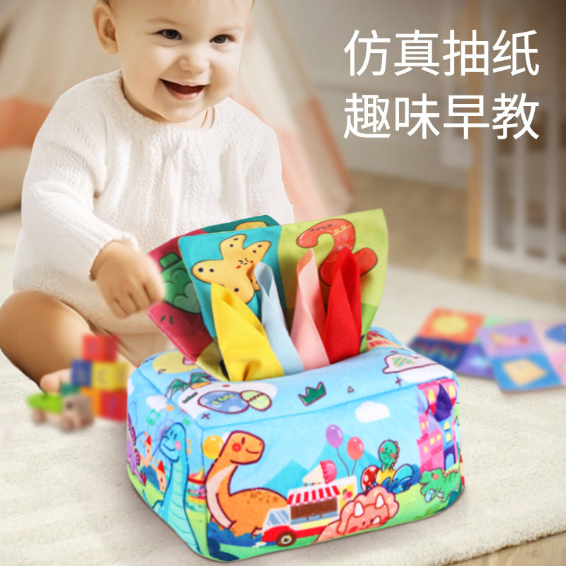 Baby Early Education Tear-Resistant Cloth Book Tissue Box, Fun Tissue-Pulling Activity, Soothing and Exercise Toy for Babies, Washable Toy 0m - image 1