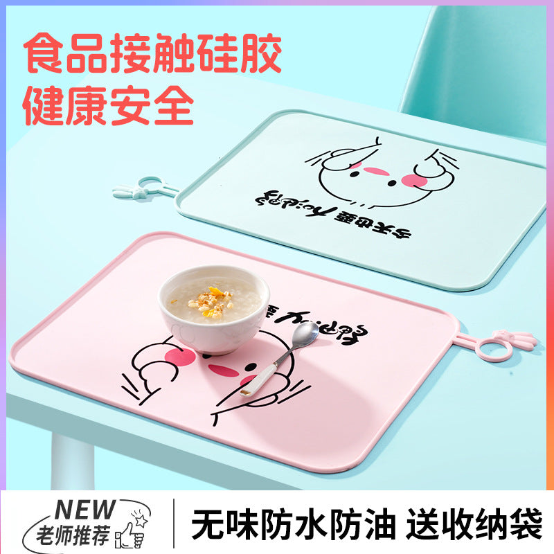Food Grade Silicone Placemat baby children waterproof non-slip insulation mat easy to clean Primary School students lunch dining cloth - image 1