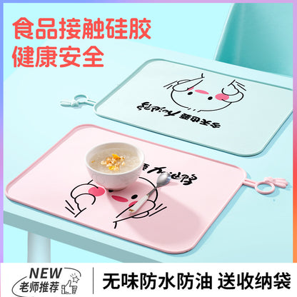 Food Grade Silicone Placemat baby children waterproof non-slip insulation mat easy to clean Primary School students lunch dining cloth - image 1