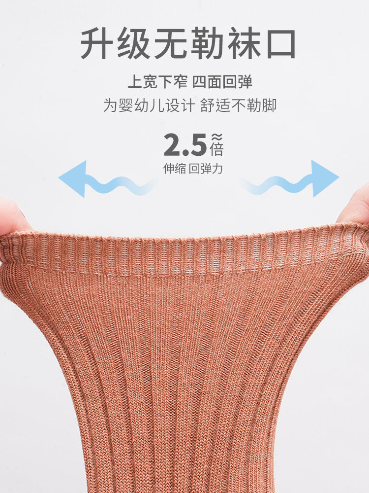 2026 Spring Thick Solid Color Baby Mid-Calf Socks Korean Infant Double Needle Trendy Socks Boys and Girls Pure Cotton Socks Wholesale - image 5