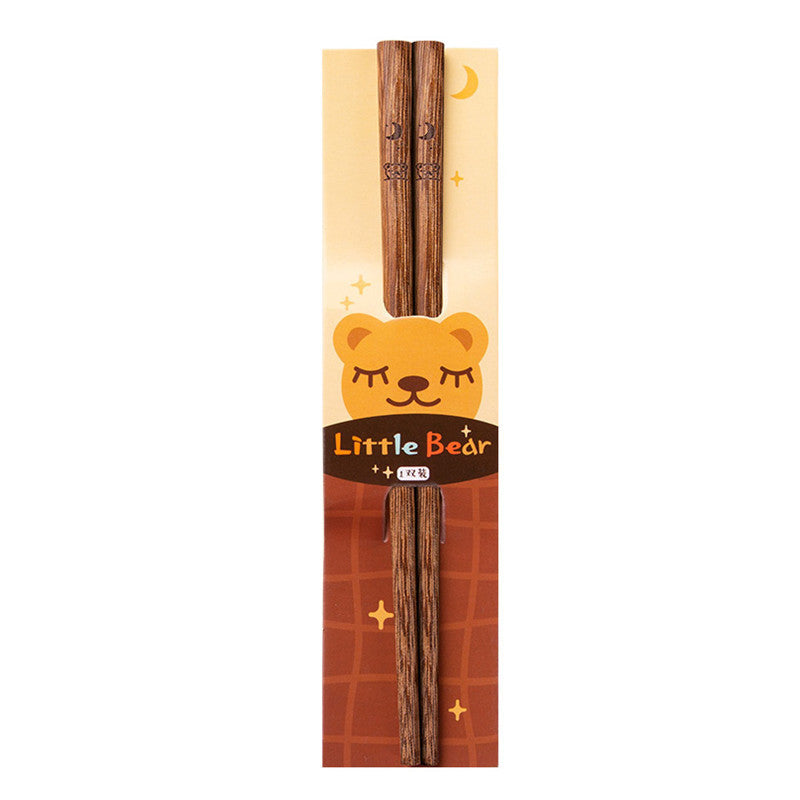 Double Gun Children's Chopsticks Log Chopsticks Baby's Short Chopsticks Chicken Wings Wood Solid Wood Fast Chopsticks Training Chopsticks 3 Years Old - image 5