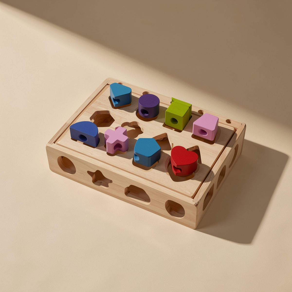 Colorful wooden geometric shape matching and string building blocks - view 4