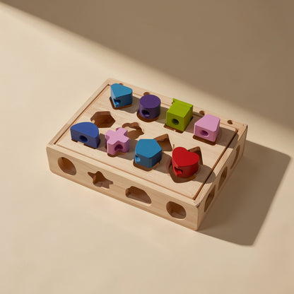 Colorful wooden geometric shape matching and string building blocks - view 4