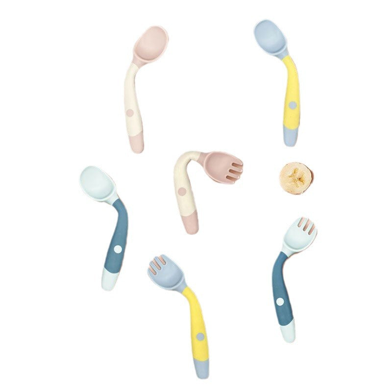 Baby Learn to Eat Training Spoon Fork Bendable Baby Bend Fork Spoon Practice Chopsticks Children's Tableware Set - image 5