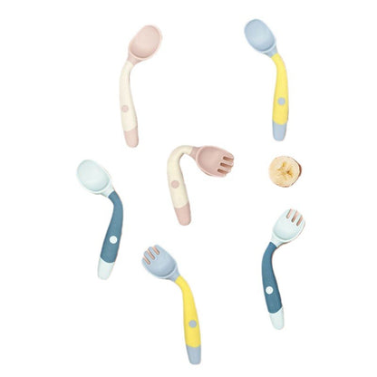 Baby Learn to Eat Training Spoon Fork Bendable Baby Bend Fork Spoon Practice Chopsticks Children's Tableware Set - image 5