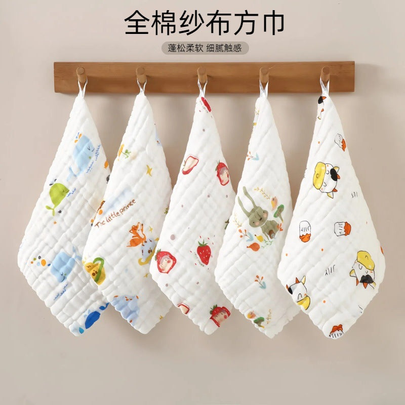 Baby Square Towel 6-Layer Cotton High-Density Seersucker Towel Baby Saliva Towel Super Soft Newborn Baby Saliva Towel - image 1
