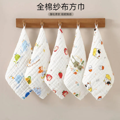 Baby Square Towel 6-Layer Cotton High-Density Seersucker Towel Baby Saliva Towel Super Soft Newborn Baby Saliva Towel - image 1