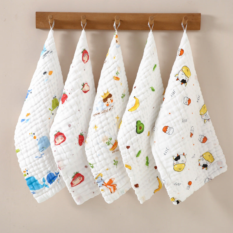 Baby Square Towel 6-Layer Cotton High-Density Seersucker Towel Baby Saliva Towel Super Soft Newborn Baby Saliva Towel - image 2