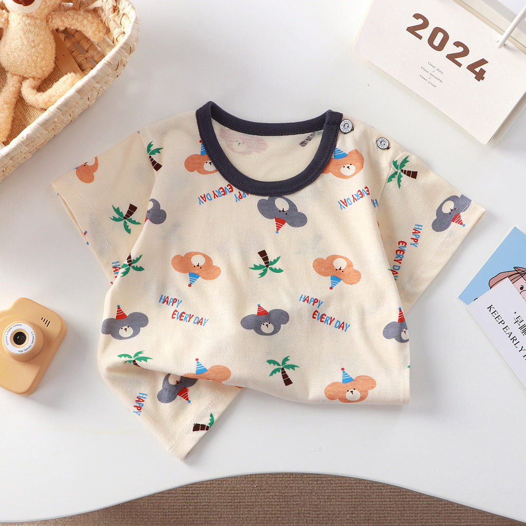 New T-shirt cotton girls short sleeve summer baby Class A half sleeve baby children's sweat-absorbent children's clothing a generation of hair - image 2