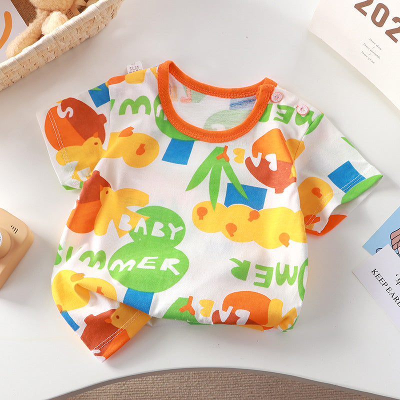 New T-shirt cotton girls short sleeve summer baby Class A half sleeve baby children's sweat-absorbent children's clothing a generation of hair - image 3
