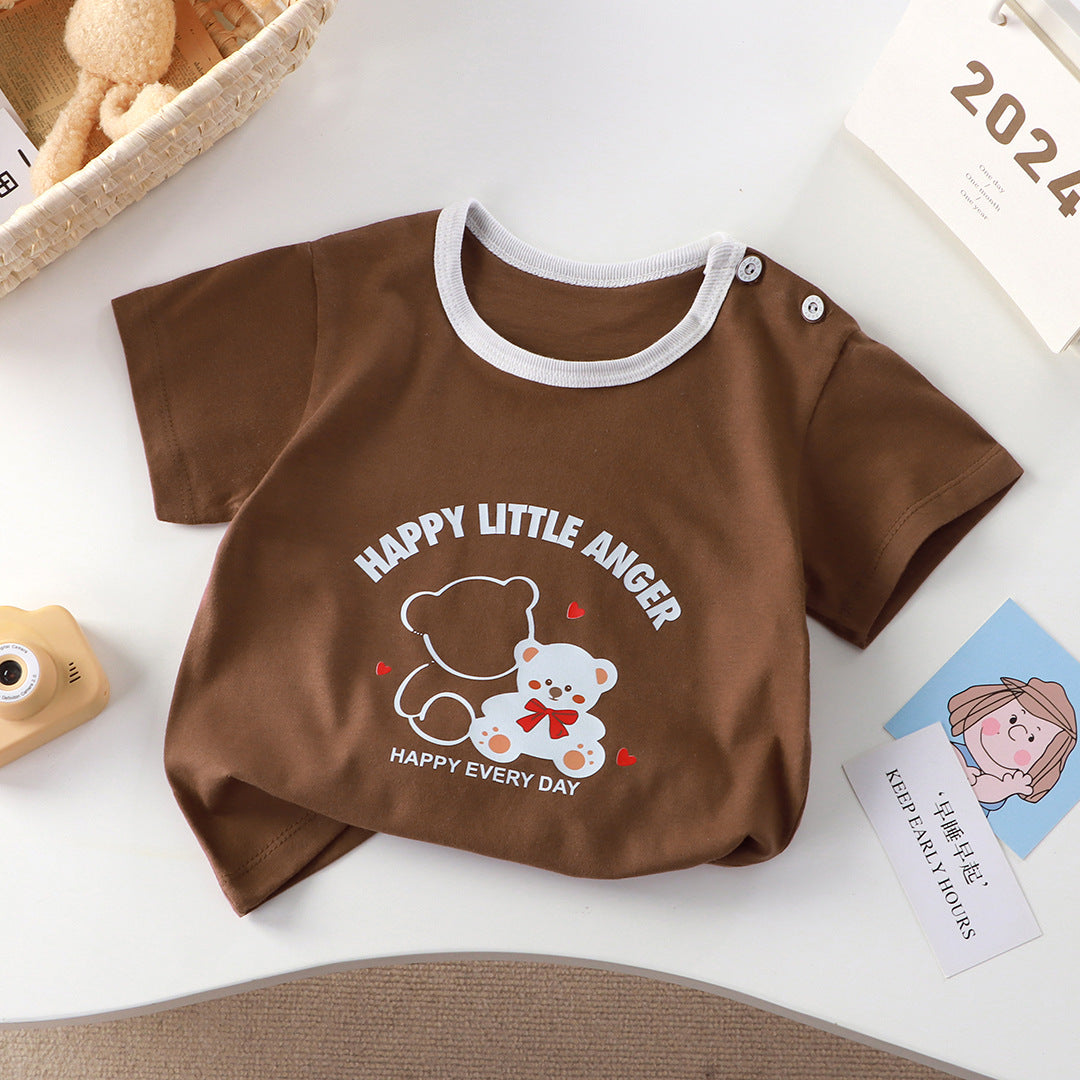 New T-shirt cotton girls short sleeve summer baby Class A half sleeve baby children's sweat-absorbent children's clothing a generation of hair - image 4