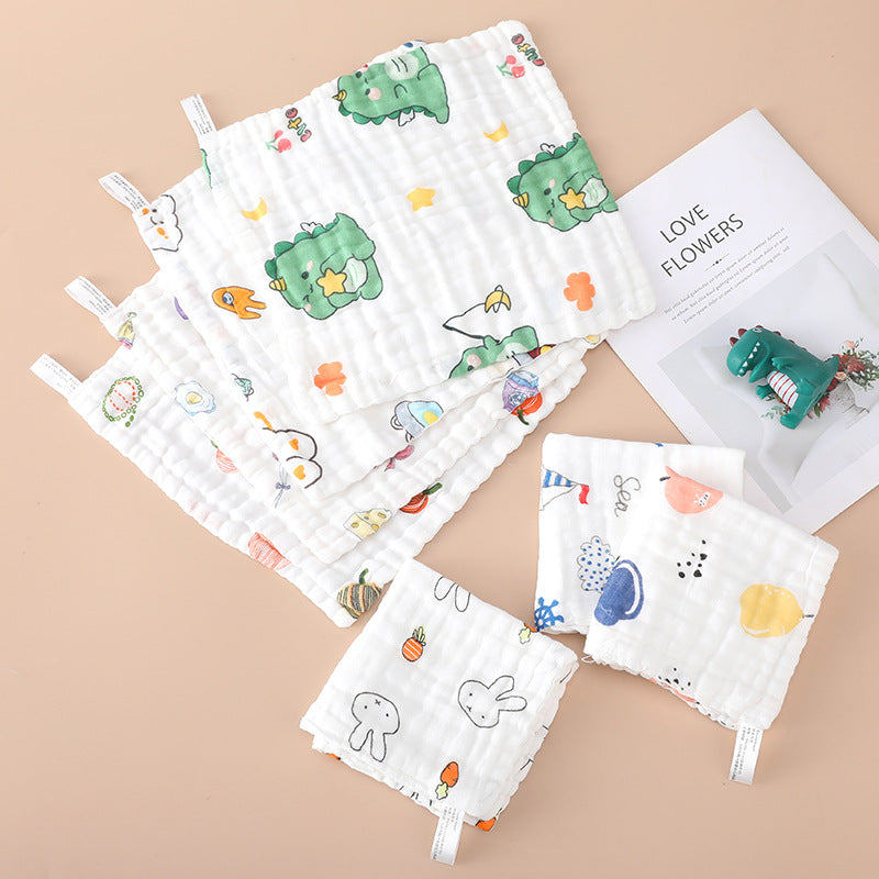 [affordable] six layers of 30x 30cm cotton small square gauze baby soft bubble cotton saliva towel - image 1