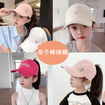 Children's Parent-Child Baseball Cap Summer Ponytail Girls' Empty Cap Fashionable Baby Sunshade Cap Sunscreen Cap - image 1