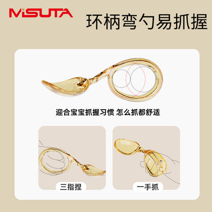 Baby Training Fork and Spoon, Children's Curved Handle Spoon, Short Handle Bent Spoon and Fork, Self-Feeding Supplementary Food Spoon, Portable Tableware for Fe - image 2
