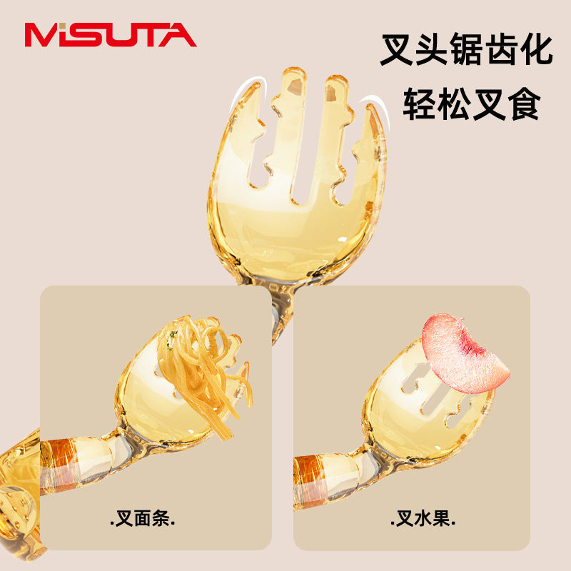 Baby Training Fork and Spoon, Children's Curved Handle Spoon, Short Handle Bent Spoon and Fork, Self-Feeding Supplementary Food Spoon, Portable Tableware for Fe - image 3