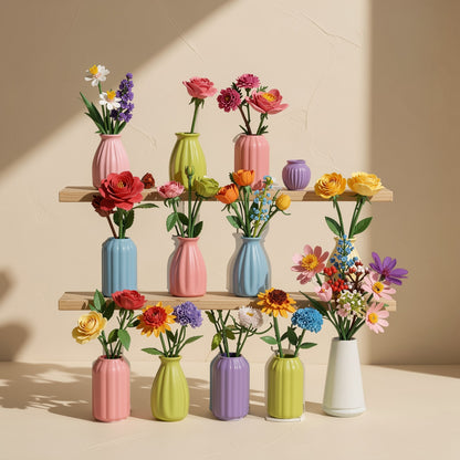 Small-particle ABS plastic flower building blocks packed in a color box