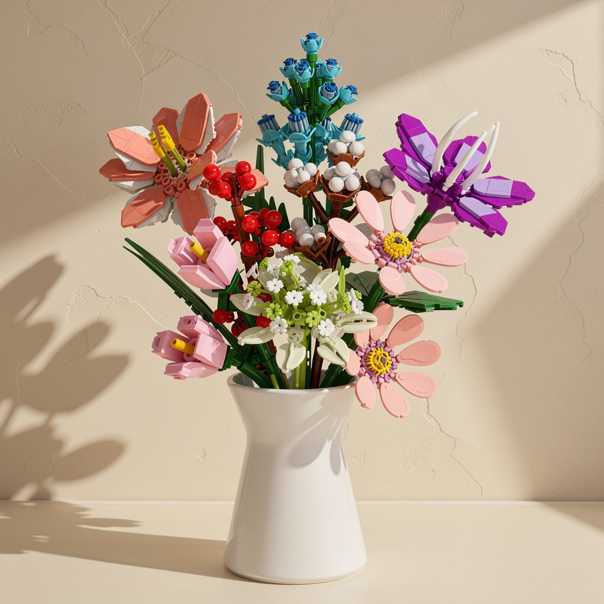 Small-particle ABS plastic flower building blocks packed in a color box - view 3
