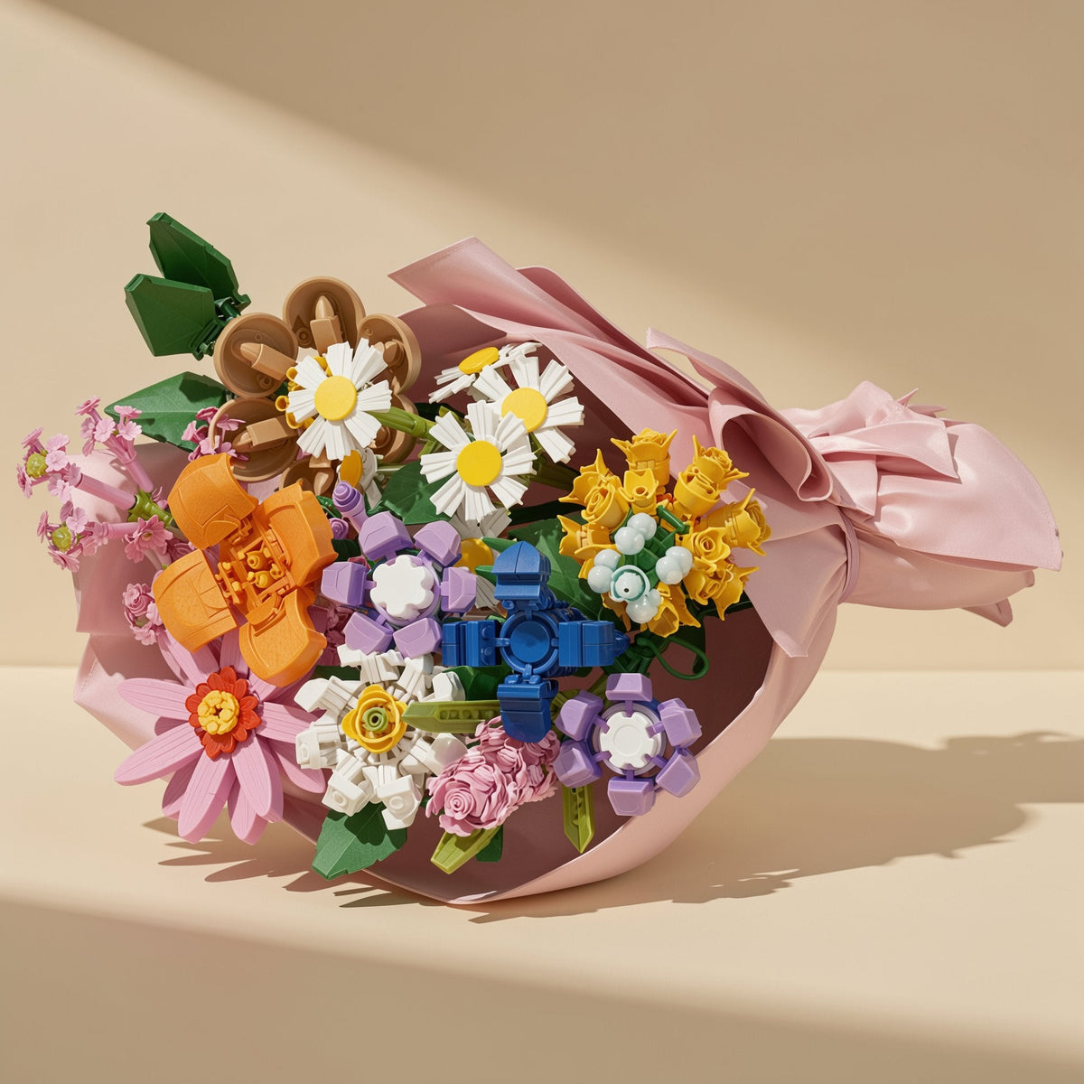 Small-particle ABS plastic flower building blocks packed in a color box - view 5