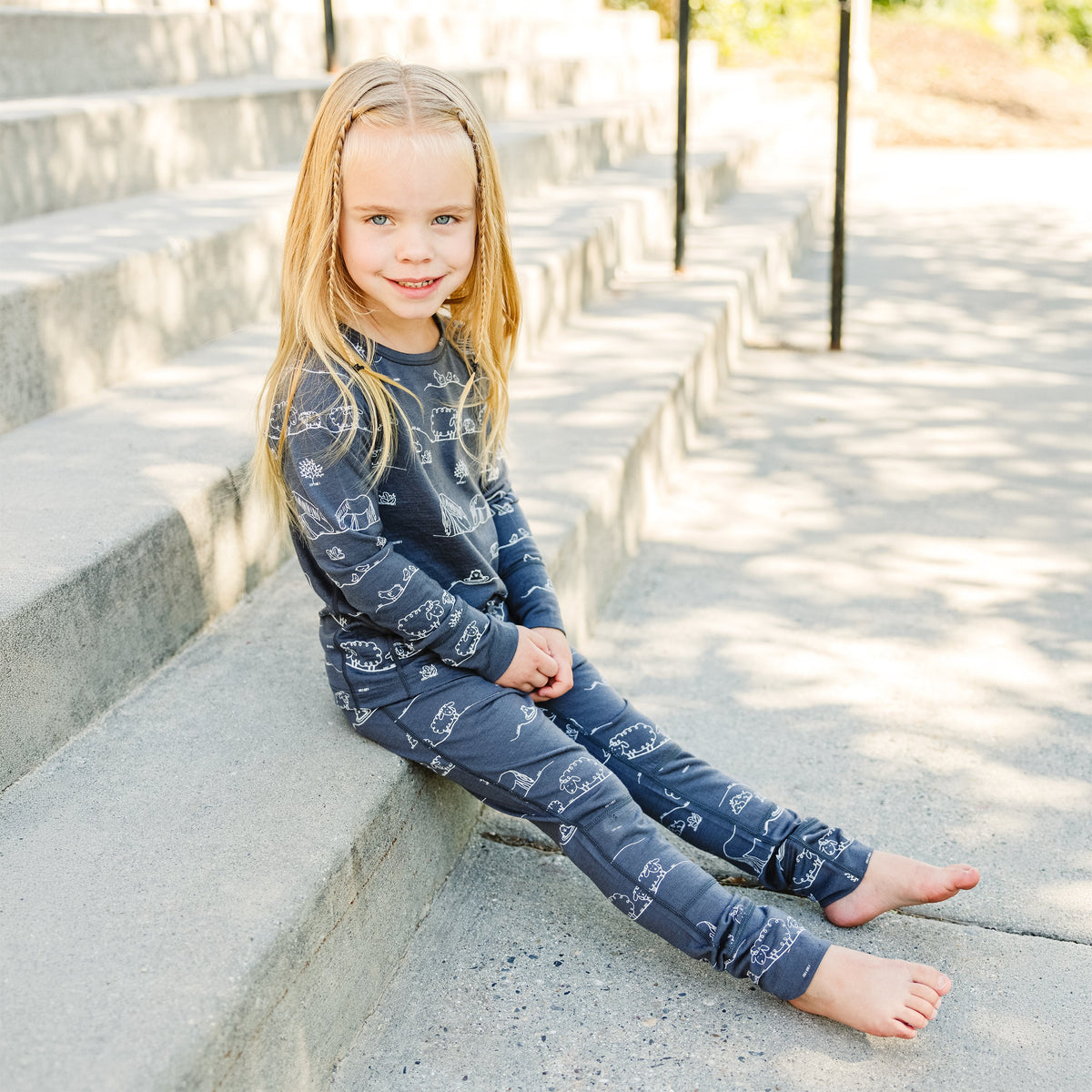 Kids Merino Wool Base Layer, Long Sleeve Top, Farm