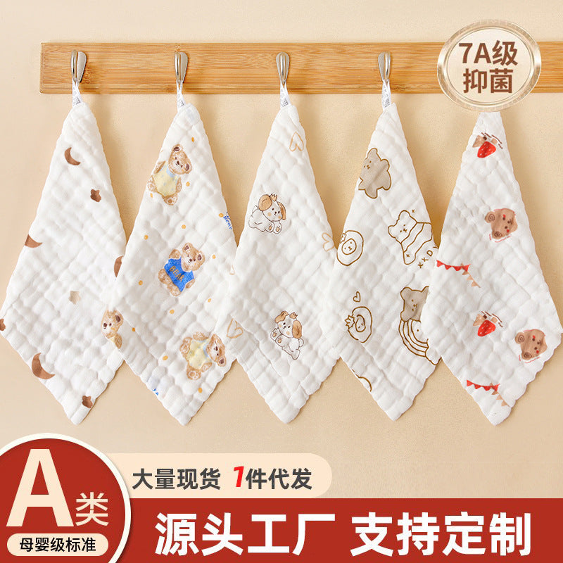 Slipper towel cotton gauze baby towel newborn high density bubble gauze wash face children's towel square towel factory wholesale - image 1