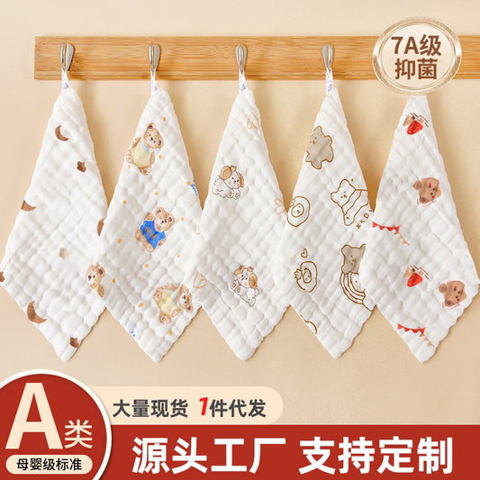 Slipper towel cotton gauze baby towel newborn high density bubble gauze wash face children's towel square towel factory wholesale - image 1
