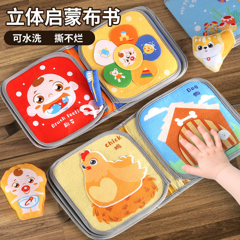 Children's Cloth Book Early Education Baby Tear Can't Bite Three-dimensional Velcro Hand Tear Book Baby Cognitive Educational Toy - image 1