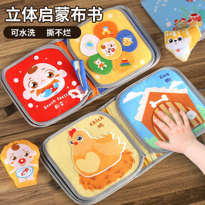 Children's Cloth Book Early Education Baby Tear Can't Bite Three-dimensional Velcro Hand Tear Book Baby Cognitive Educational Toy - image 1