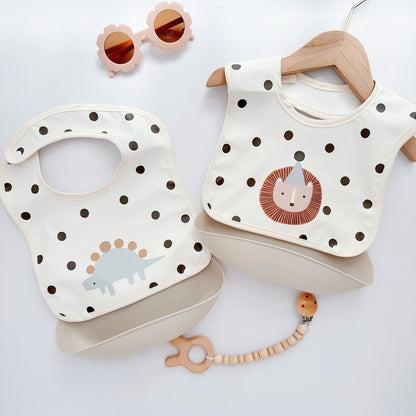New Children's Silicone Bib Baby Meal Bag Baby Food Supplementary Food Bag Waterproof Anti-dirty Artifact PU Soft Bib - image 1