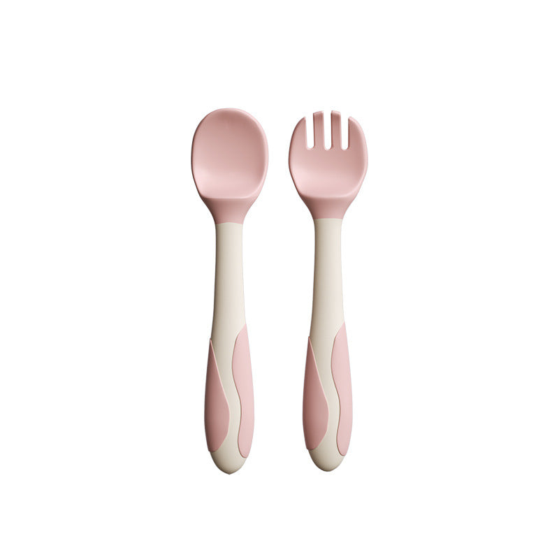 Baby Learn to Eat Training Spoon Elbow Fork Spoon Training suit Baby Supplementary Spoon Curved Children's Tableware - image 5