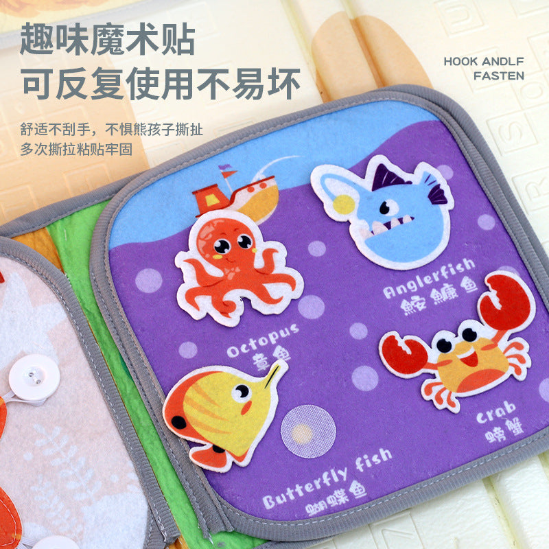 Children's Cloth Book Early Education Baby Tear Can't Bite Three-dimensional Velcro Hand Tear Book Baby Cognitive Educational Toy - image 3