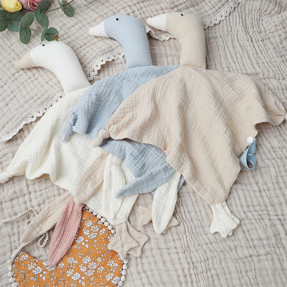 Ins Baby Gauze Anthem Cartoon Big Goose Baby Sleeping Doll Handkerchief Towel Teeth Gum Storage - image 1