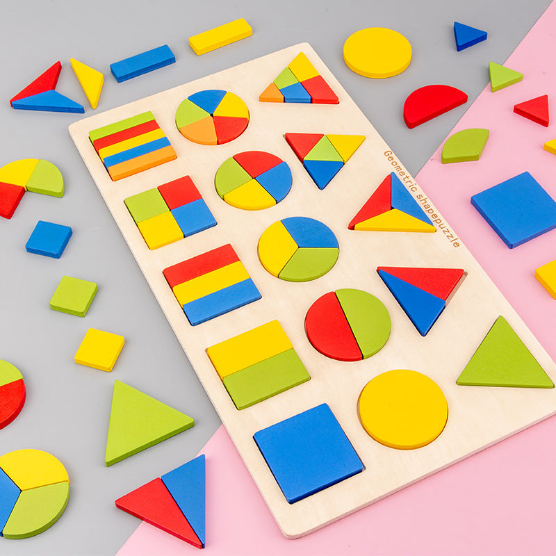 Montessori Shape Cognitive Matching Toy 1-2-3 Years Old Baby Early Education Geometric Equal Panel Children's Wooden Puzzle - image 4