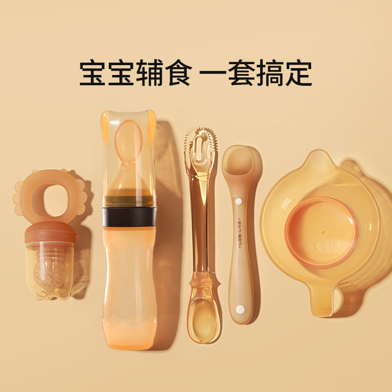 Children's Silicone Tableware suit Baby's Supplementary Food Baby's Bowl and Spoon suit Bite Bite Bite for Newborn Children Feed Water and Eat Rice Paste - image 3