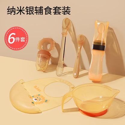 Children's Silicone Tableware suit Baby's Supplementary Food Baby's Bowl and Spoon suit Bite Bite Bite for Newborn Children Feed Water and Eat Rice Paste - image 4