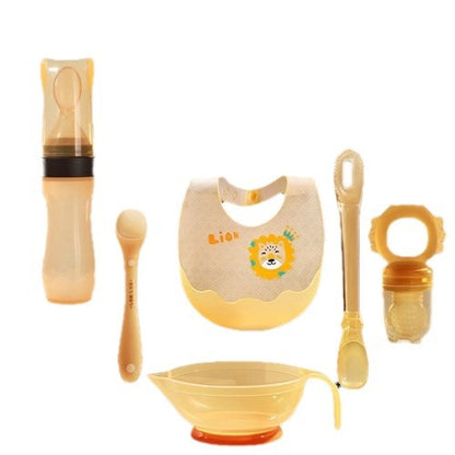 Children's Silicone Tableware suit Baby's Supplementary Food Baby's Bowl and Spoon suit Bite Bite Bite for Newborn Children Feed Water and Eat Rice Paste - image 5