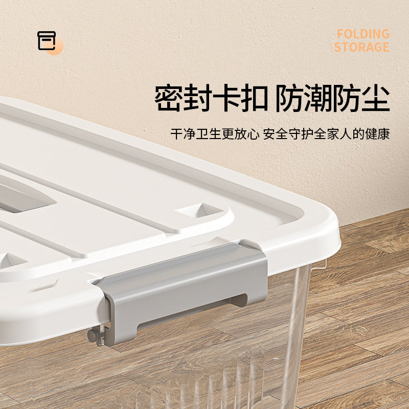 Large-Capacity Transparent Storage Box Plastic Household Daily-Use Wheeled Storage Box Dormitory Clothes and Toy Storage Box - image 3