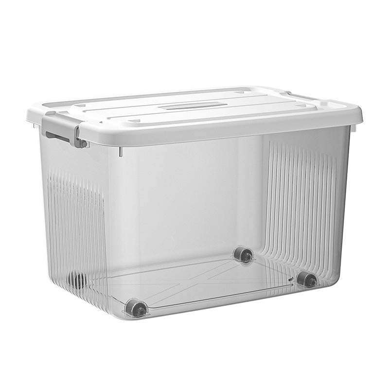 Large-Capacity Transparent Storage Box Plastic Household Daily-Use Wheeled Storage Box Dormitory Clothes and Toy Storage Box - image 5