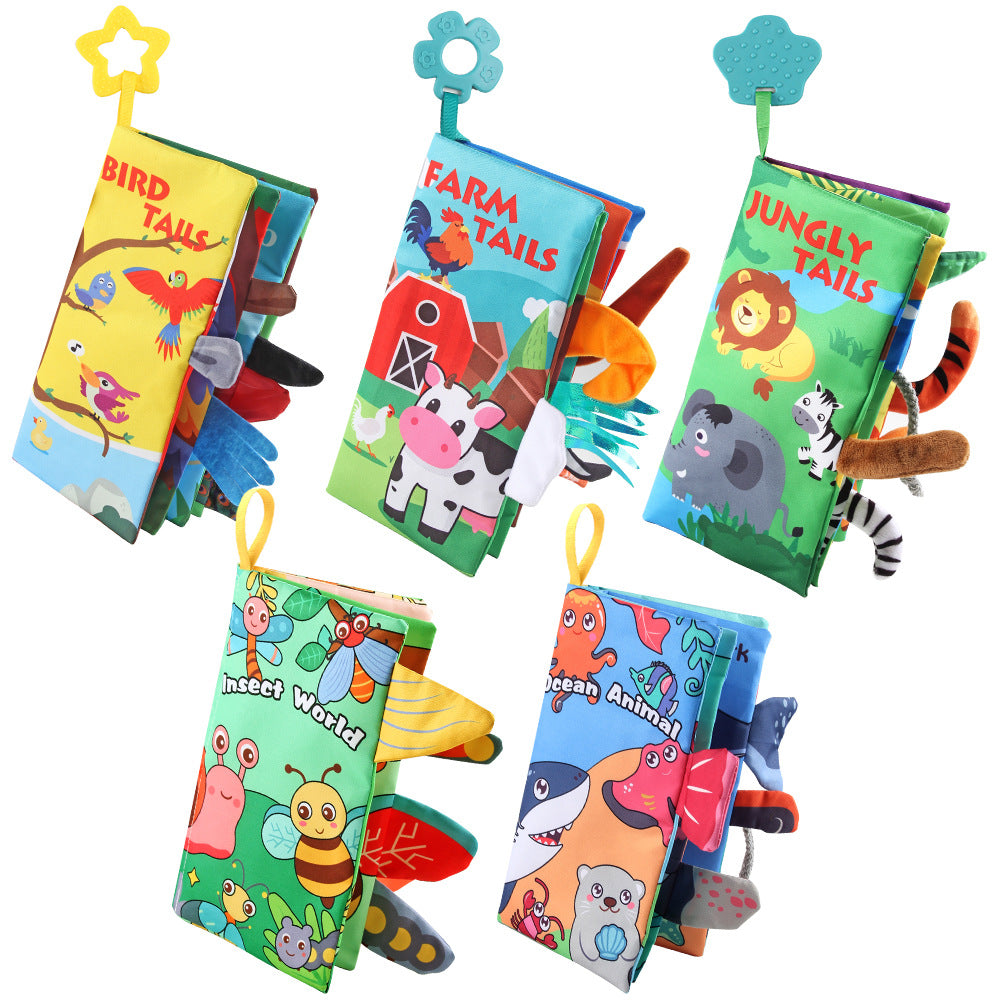 Source manufacturers 0-3 year old baby tail cloth book with tooth glue can bite tear baby cloth book early education toys - image 1