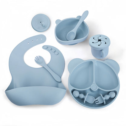 Silicone Dinner Plate Baby Bib Silicone Bowl Spoon Bear Baby Children's Tableware Dinner Plate suit Food Supplemented Bowl Maternal and Infant Supplies - image 5